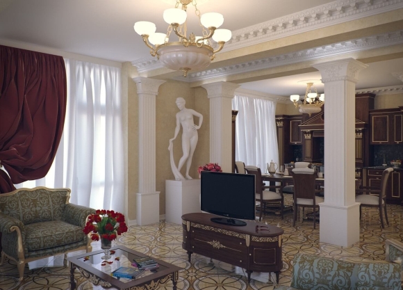 Ампир в интерьере гостиной