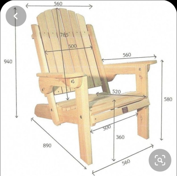 Садовое кресло Adirondack Chair чертеж
