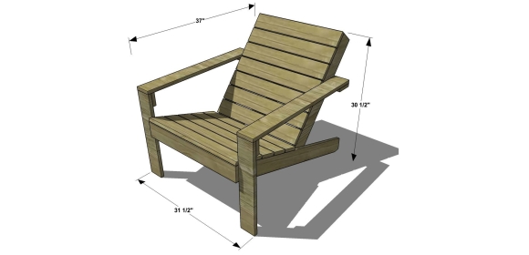 Садовое кресло Adirondack Chair чертеж