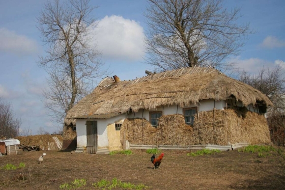 Хата с соломенной крышей Курская область