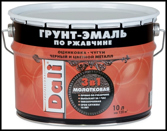 Молотковая эмаль по металлу Dali цвета