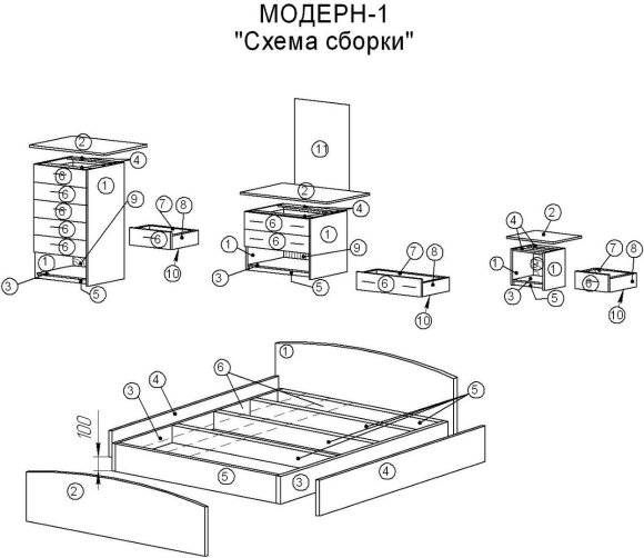 Схема сборки кровати Тиффани БТС