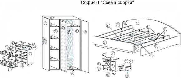 Кровать София с ящиками схема сборки