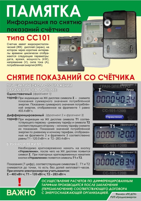 Снятие показаний электросчетчика