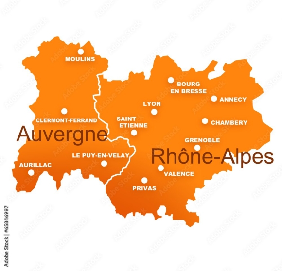 Овернь Рона Альпы карта