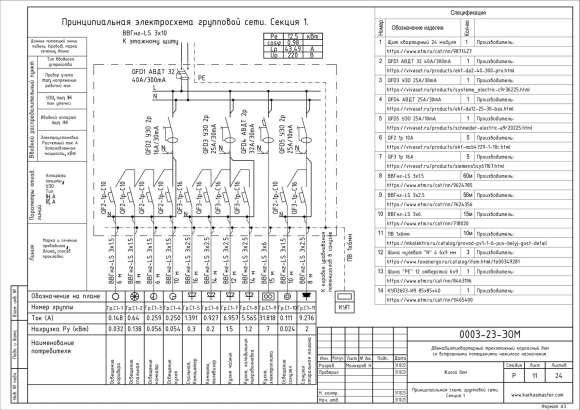Однолинейная схема электроснабжения пятиэтажного дома