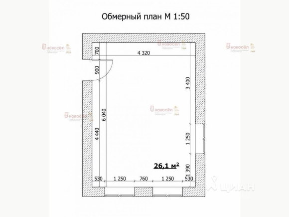 Обмерный план спальни с размерами