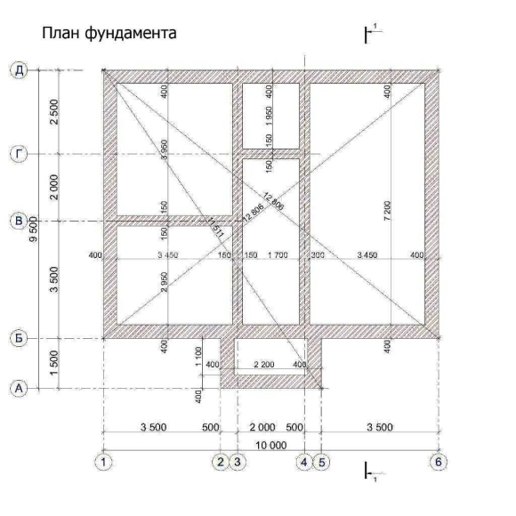 План ленточного фундамента чертеж