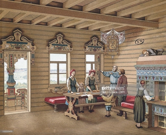 Интерьер русской избы живопись