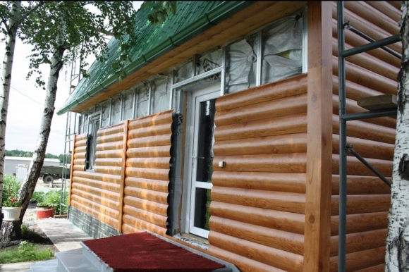 Металлосайдинг блок Хаус золотой орех