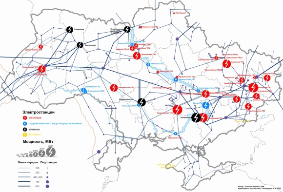 Схема энергоснабжения Украины