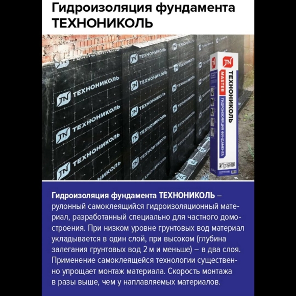 Узел гидроизоляции фундамента ТЕХНОНИКОЛЬ
