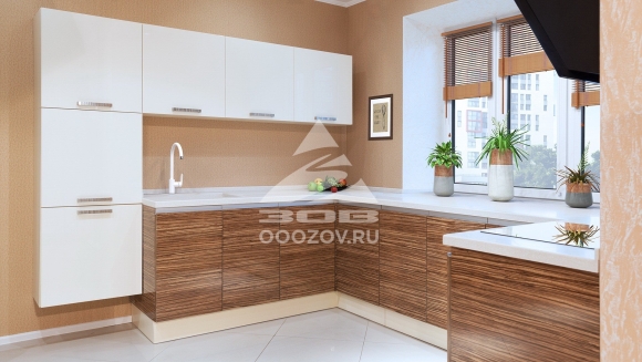 Кухня зебрано и капучино