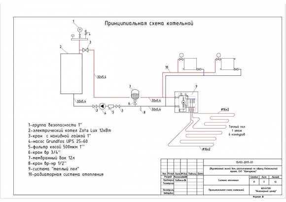 Принципиальная схема электрического котла