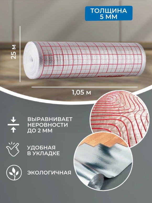 Пленка фольгированная для теплого пола с разметкой