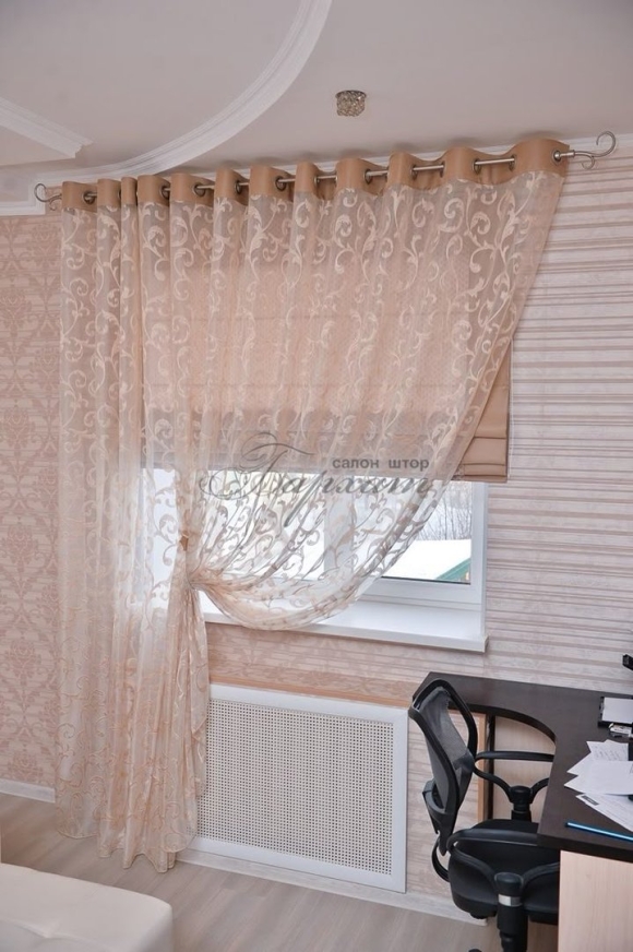 Римские шторы и тюль на кухню