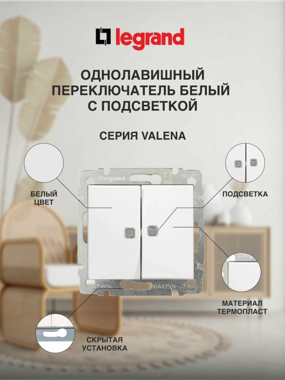 Кнопка Mosaic Legrand