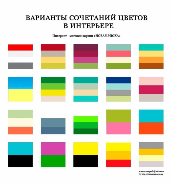 Сочетание цветов таблица