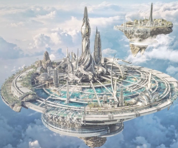 Город купол scifi концепт Art