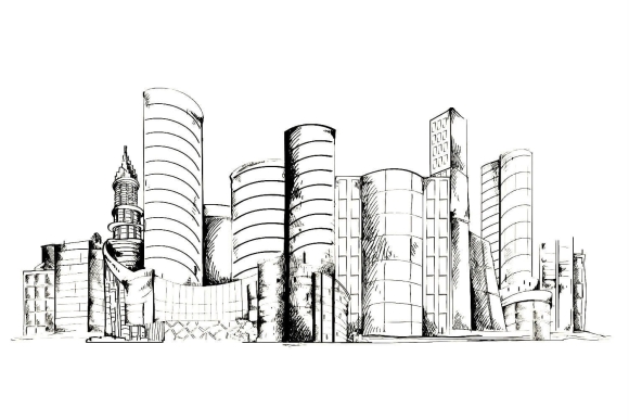 Скетч небоскреб Москва Сити