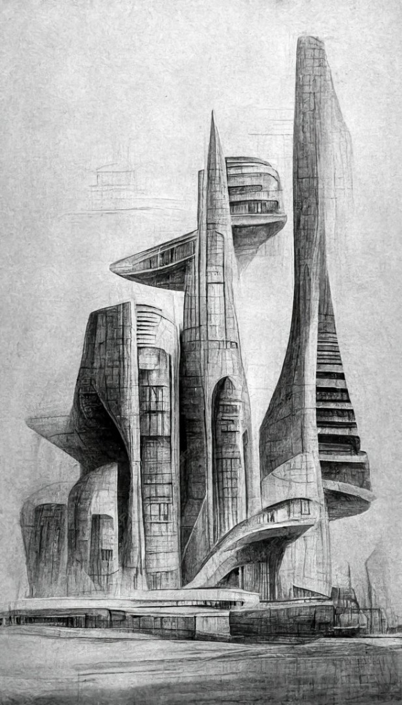 Здания будущего рисунки карандашом