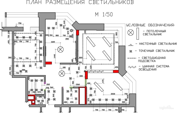 Светодиодный светильник обозначение на чертеже