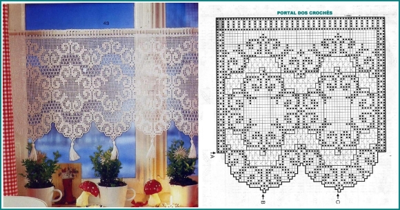 Филейное вязание шторы