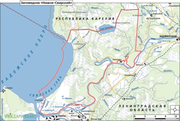 Карта Нижне Свирского заповедника