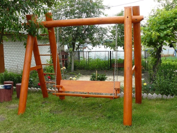 Дачные качели деревянные