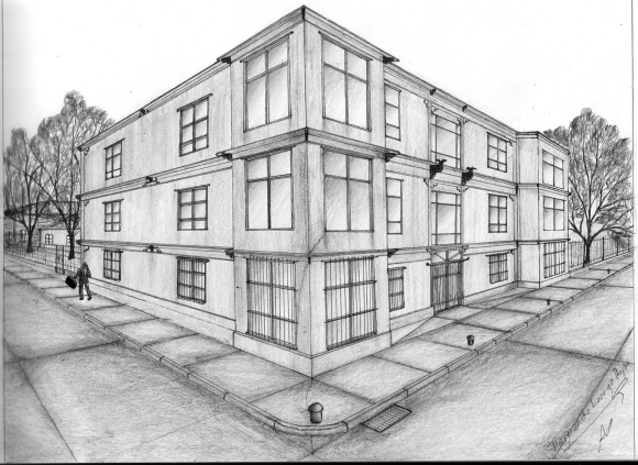 Рисунок здания карандашом