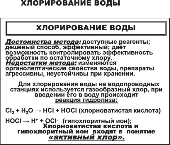 Недостатки метода хлорирования воды