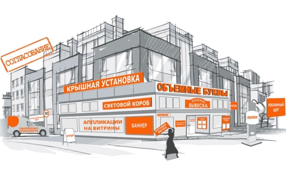 Рекламные конструкции на фасаде
