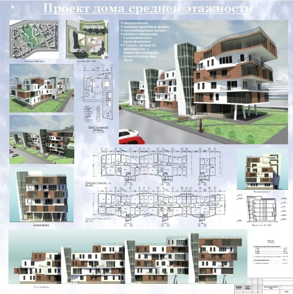 Дом средней этажности проект МАРХИ