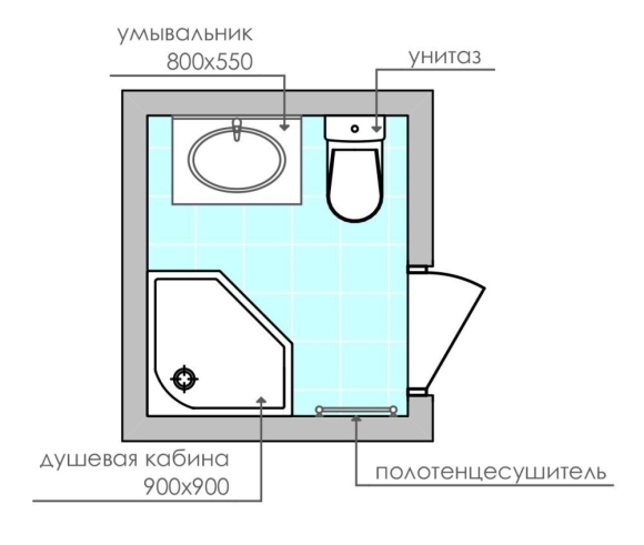 Минимальные габариты санузла с душевой кабиной