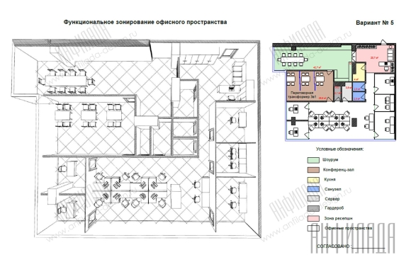 Схема функционального зонирования офисного здания