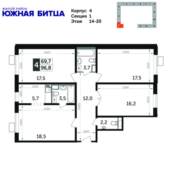 ЖК Южная Битца планировки