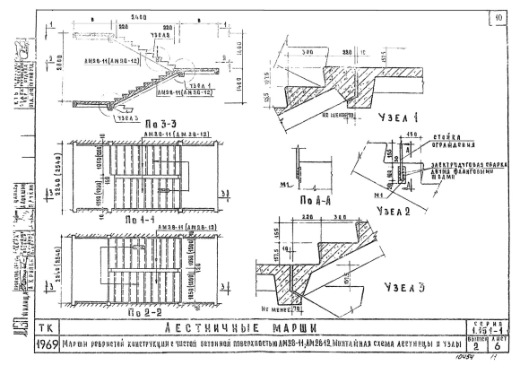 Опирание лестничного марша на площадку чертеж