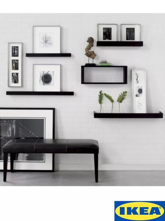 Полка настенная ikea черная Mosslanda