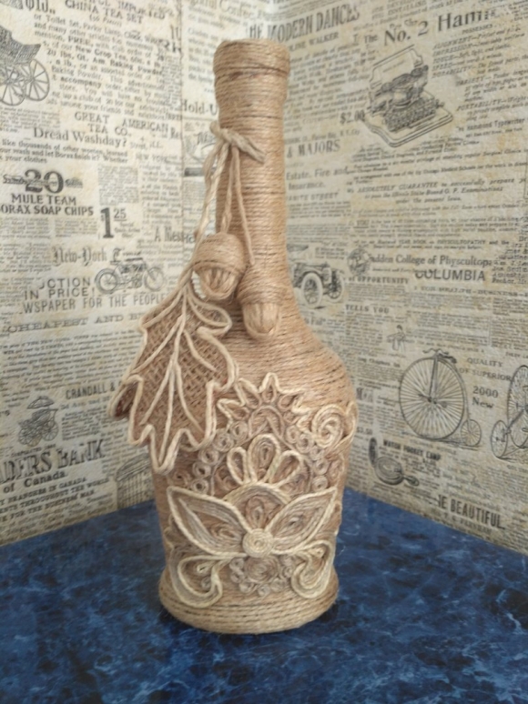 Джутовая филигрань на бутылках