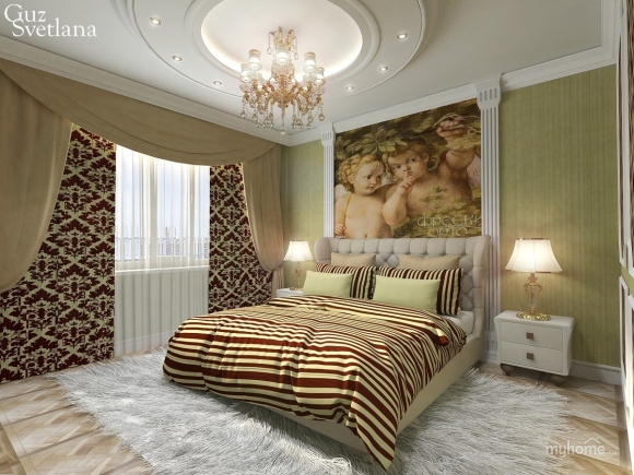 Фрески в интерьере спальни