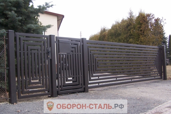 Откатные ворота в стиле лофт из металла