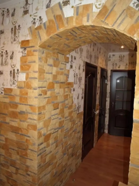Отделка арки искусственным камнем