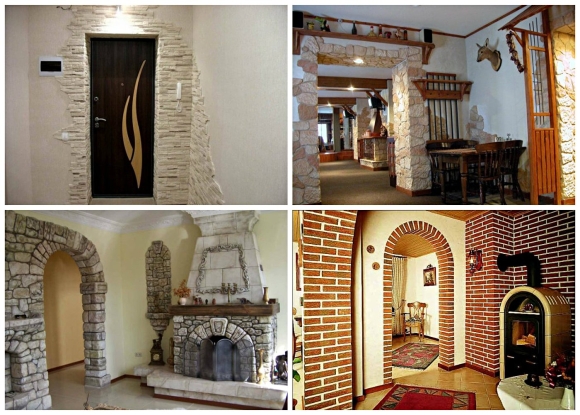 Отделка арки камнем в квартире