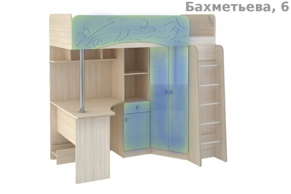 Кровать чердак Бэмби с дельфином