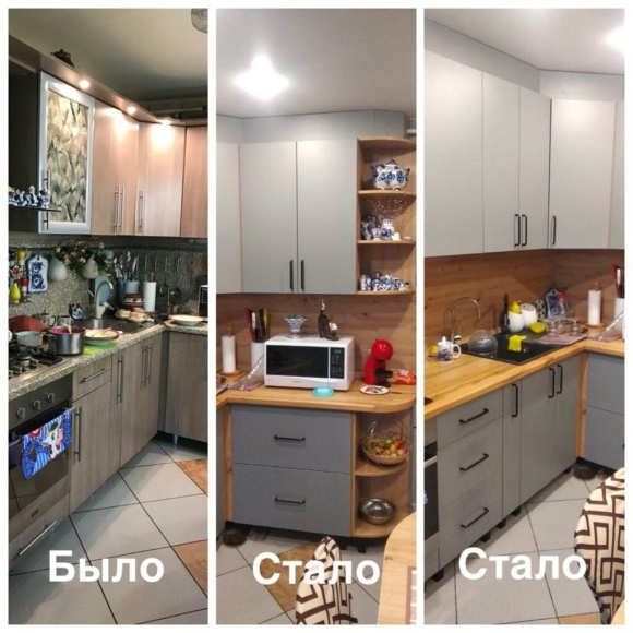 Замена фасадов кухни фото до и после