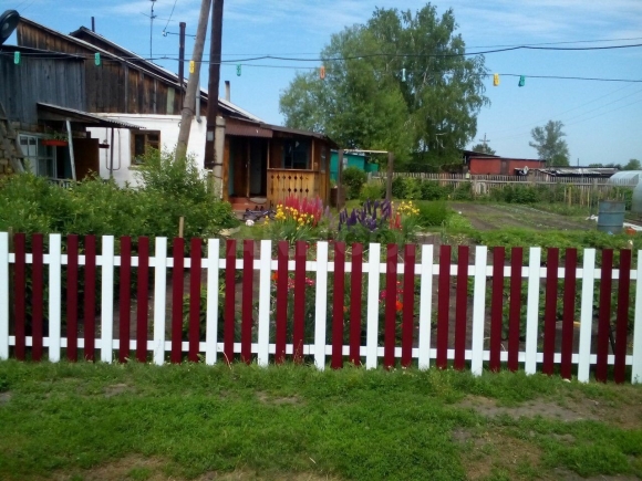 Палисадник из металлического штакетника
