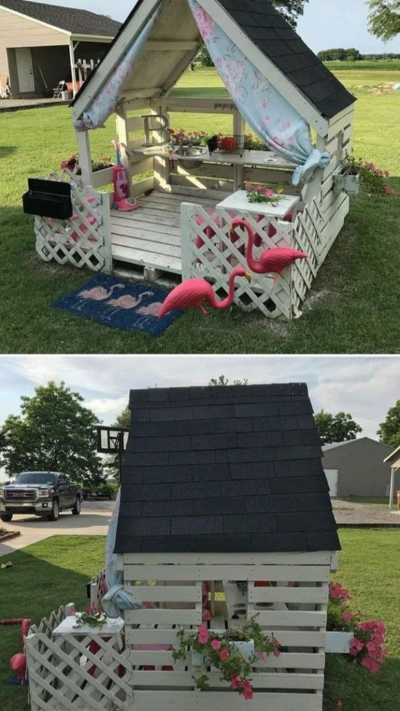 Домик из паллетов детский