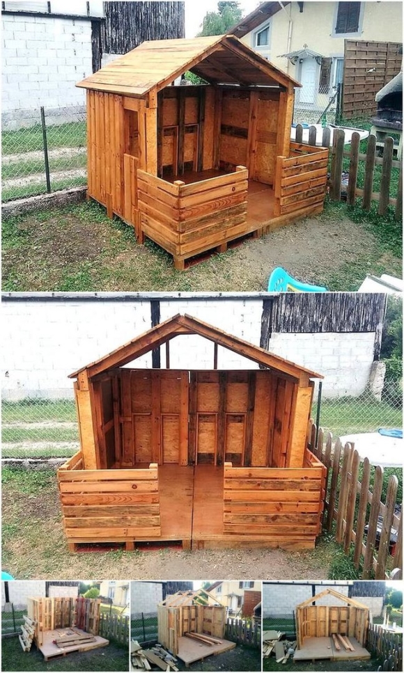 Детские домики из паллетов