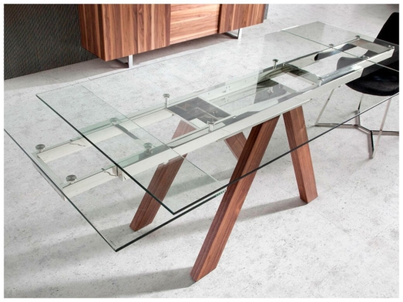 Стеклянный стол Tempered Glass кухонный раздвижной механизм