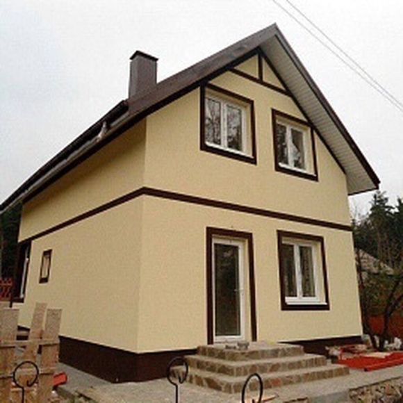 Отделка фасада короедом